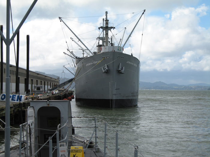 The USS Jeremiah O'Brien docked in the San Francisco Bay